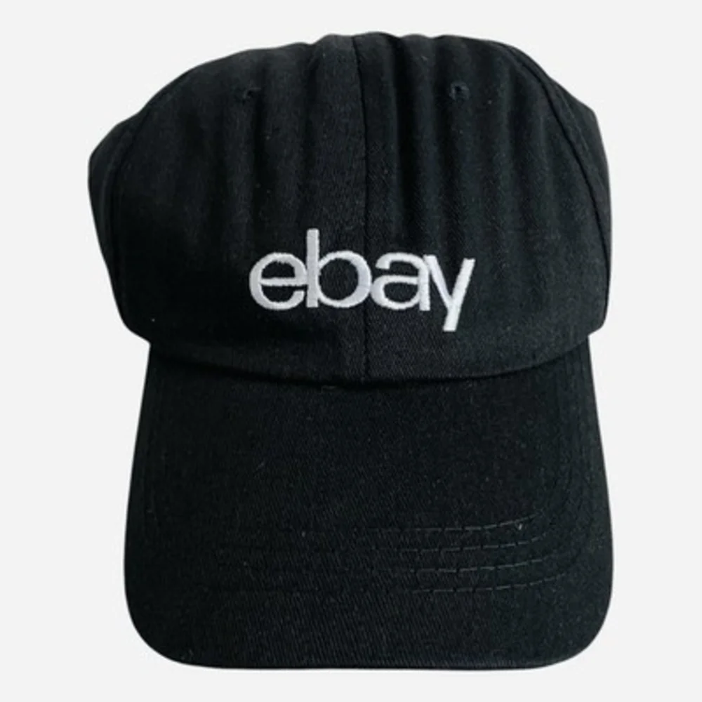 eBay Logo Black Embroidered Baseball Hat Cap Adjustable Unisex Casual One Size